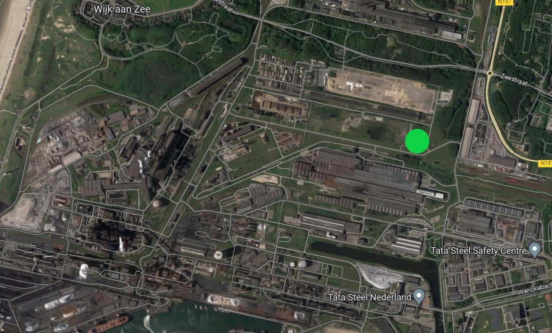 Tata Steel terrein met aanduiding locatie tijdelijke opslag